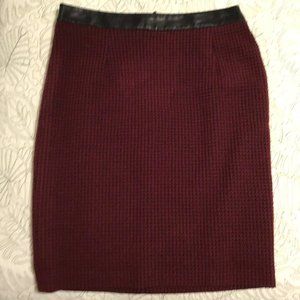 NANETTE Lepore Red Houndstooth Skirt with Leather Waistband